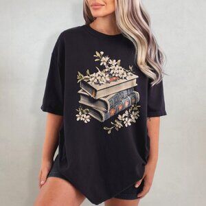 Floral Book Lover T-Shirt, Bookish Reader Graphic Tee